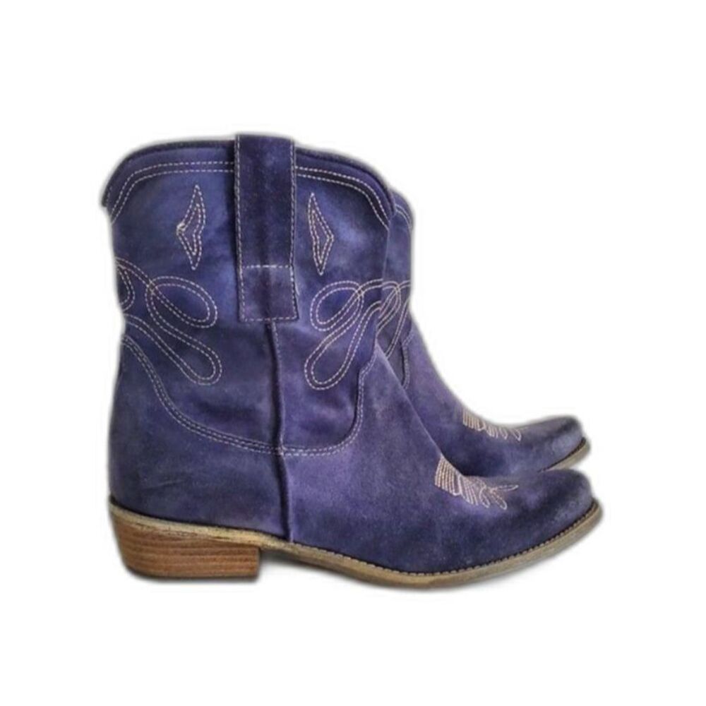 NWOT Boutique 9 Jolisa Indigo Blue Suede Western Boots 6.5 Sundance Embroidered